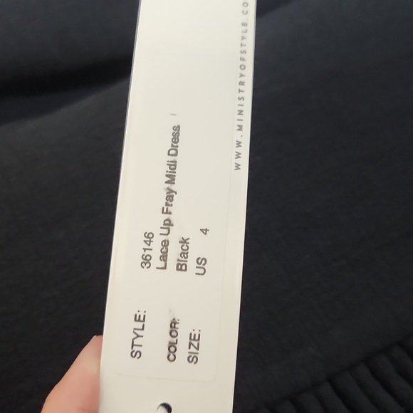 NWT MOS•Ministry of Style Lace up Fray Mini Dress Black Linen Cotton Blend Sz 4 - Picture 5 of 9